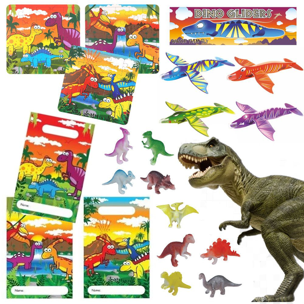 Spreek uit Fjord deur DECOPATENT40 STUKS | Dinosaurus Traktatie / Uitdeel Kado's, bestaande uit:  10x Dinosaurus Uitdeelzakjes, 10x Dinosaurus Puzzel, 10x Dino Foam  Vliegtuigen en 10x Dino figuur | Dino Uitdeelzakjes met cadeautjes voor 10  Kinderen - 𝕍𝕖𝕣𝕜𝕠𝕠𝕡 ✪ 𝕔𝕠𝕞