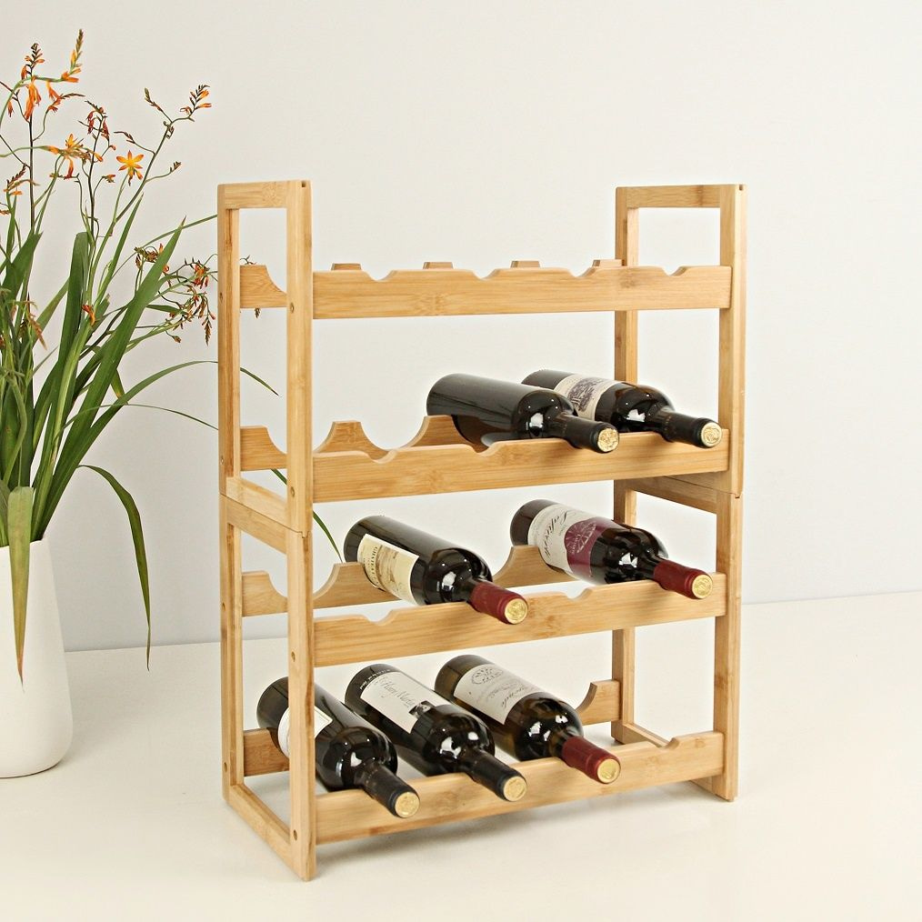 bekennen Veraangenamen programma DECOPATENTWijnrek van bamboe hout voor 16 flessen wijn – Staand en  stapelbaar wijnrek – Mooi wijnflessenrek voor in kast of kamer - Decopatent  (2 DOZEN) - 𝕍𝕖𝕣𝕜𝕠𝕠𝕡 ✪ 𝕔𝕠𝕞