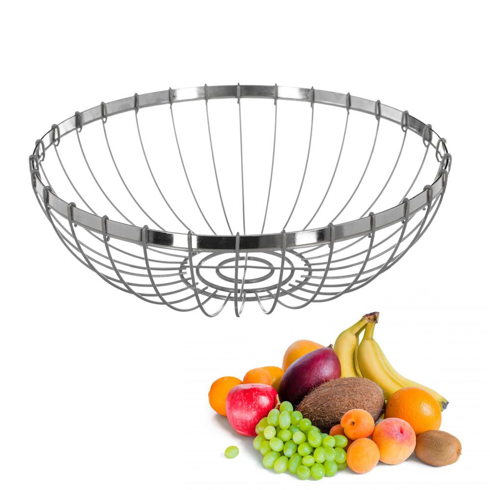 Gezond eten baas Kraan DECOPATENTDecopatent® Design Fruitschaal Rond - Schaal voor fruit - Ronde  Design Fruitmand - Metaal - Afm: 30 x 30 x 10.5 Cm - Zilver -  𝕍𝕖𝕣𝕜𝕠𝕠𝕡 ✪ 𝕔𝕠𝕞
