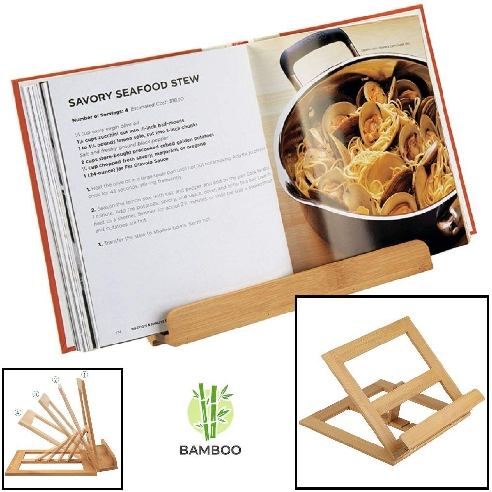 perspectief Oxideren capsule DECOPATENTLuxe boekenstandaard van bamboe hout - Boekenhouder voor o.a.  kookboek (als kookboekstandaard in keuken), tablet of boek - Boekensteun,  verstelbaar & inklapbaar - Decopatent® - 𝕍𝕖𝕣𝕜𝕠𝕠𝕡 ✪ 𝕔𝕠𝕞