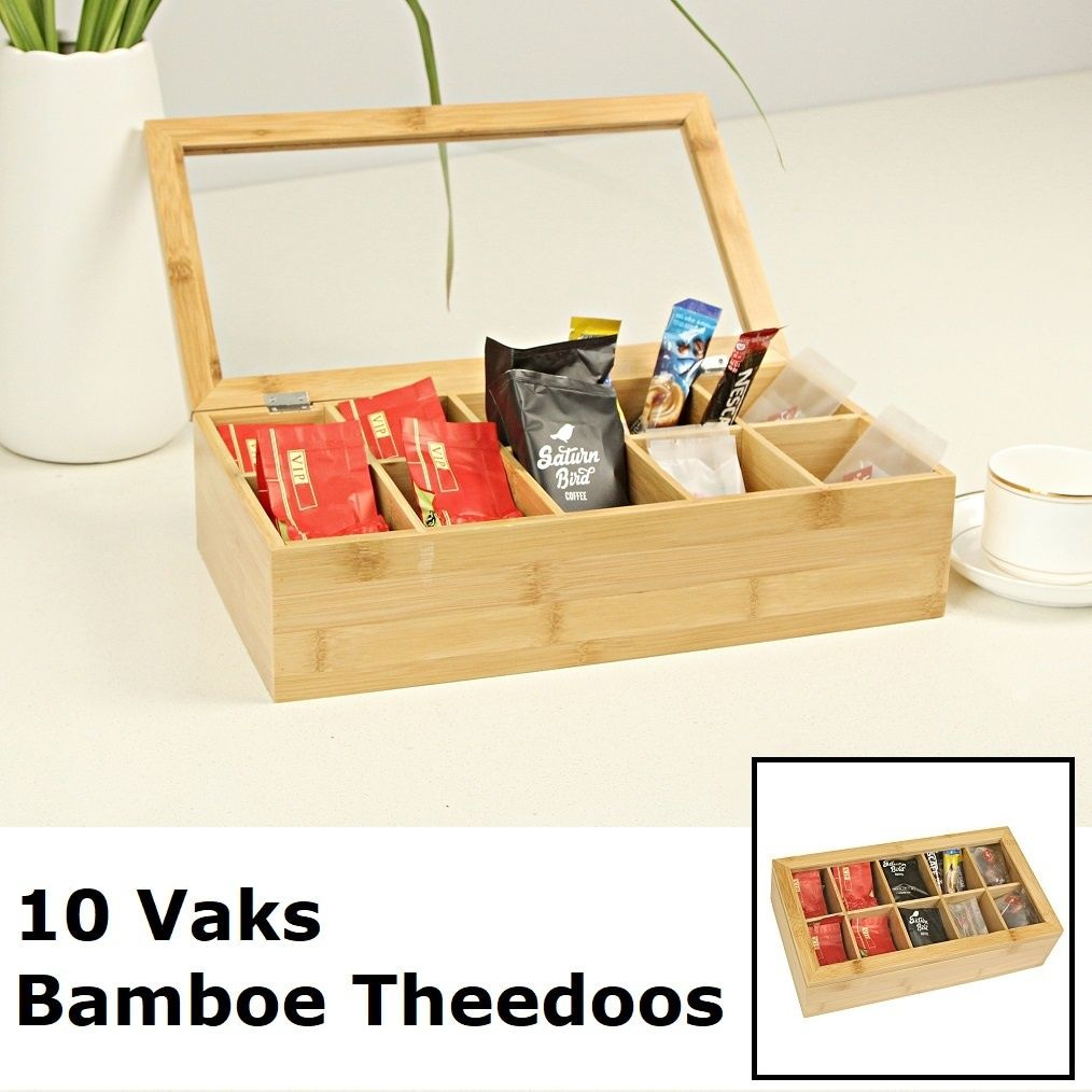 Uitbreiding Centrum Botsing DECOPATENTLuxe theedoos met doorzichtig venster van bamboe hout – 10 vaks  theekist voor thee - Decopatent - 𝕍𝕖𝕣𝕜𝕠𝕠𝕡 ✪ 𝕔𝕠𝕞