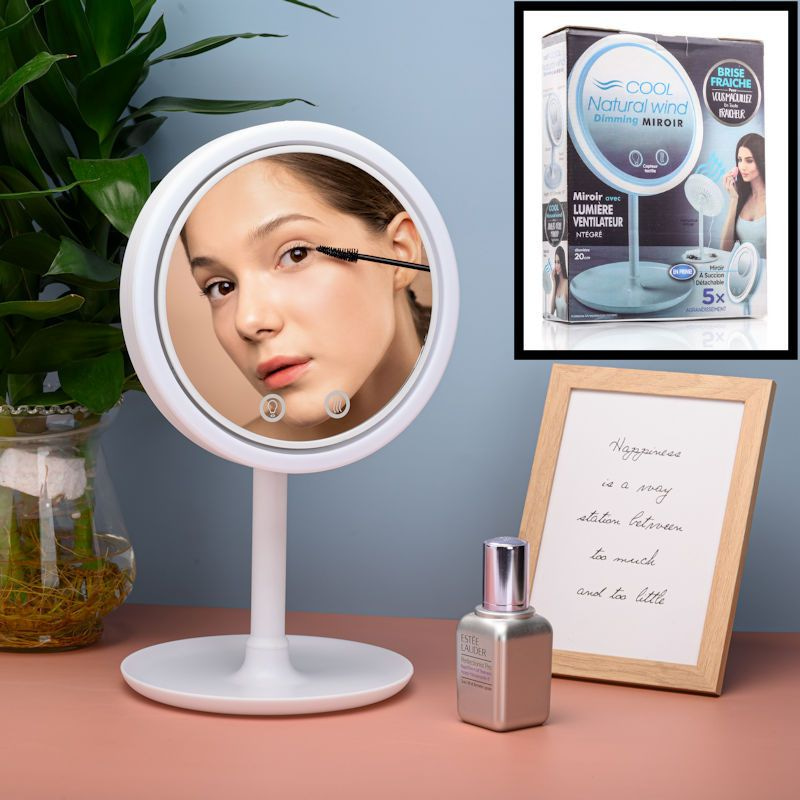 cursief Kantine Score DECOPATENTBeauty Breeze Mirror - Make-Up Spiegel met LED Verlichting &  Ventilatie - 360° Draaibaar - Make Up 5x Vergrootspiegel - 𝕍𝕖𝕣𝕜𝕠𝕠𝕡 ✪  𝕔𝕠𝕞
