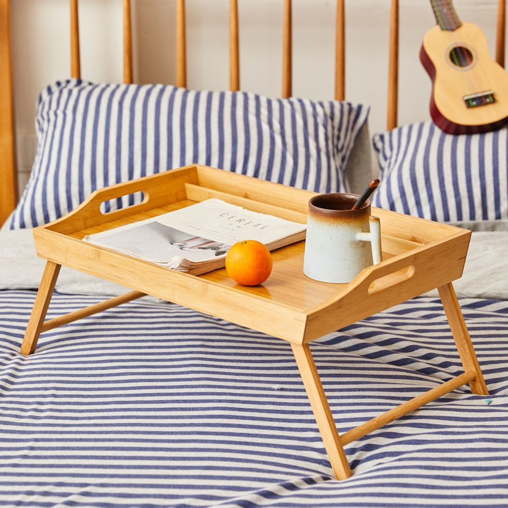 terugbetaling Raap Woud DECOPATENTDecopatent® Bamboe inklapbare bedtafel voor op bed met dienblad -  Houten Bedtafeltje - Laptoptafel - Ontbijt Bed - Bank dienblad -  𝕍𝕖𝕣𝕜𝕠𝕠𝕡 ✪ 𝕔𝕠𝕞