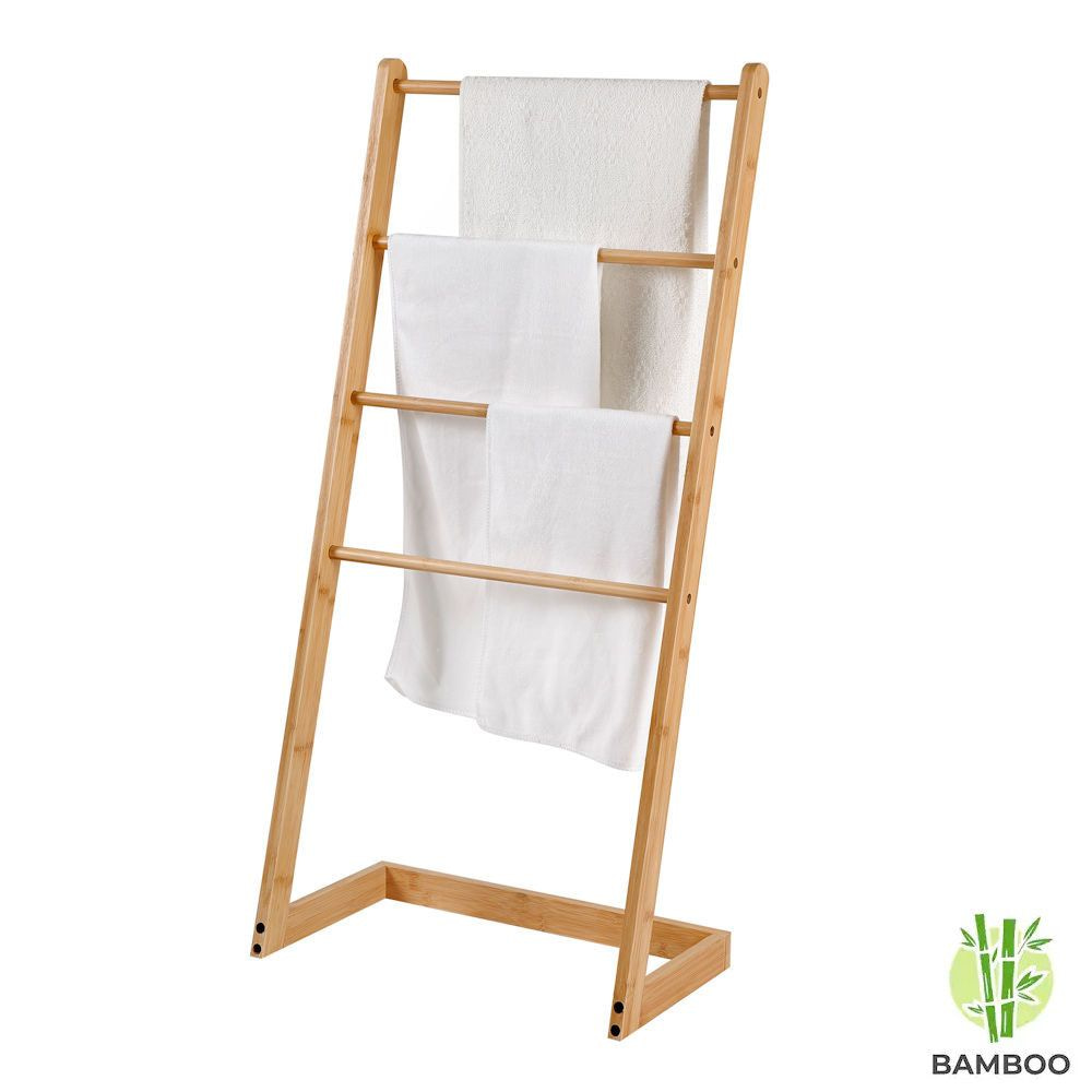 Perseus Ontwikkelen Verslaafd DECOPATENTVrijstaand handdoekenrek voor badkamer - Staand handdoekrek van  bamboe hout - Handdoek droogrek met 4 armen - Handdoek rek -  Handdoekenhouder - Decopatent® - 𝕍𝕖𝕣𝕜𝕠𝕠𝕡 ✪ 𝕔𝕠𝕞