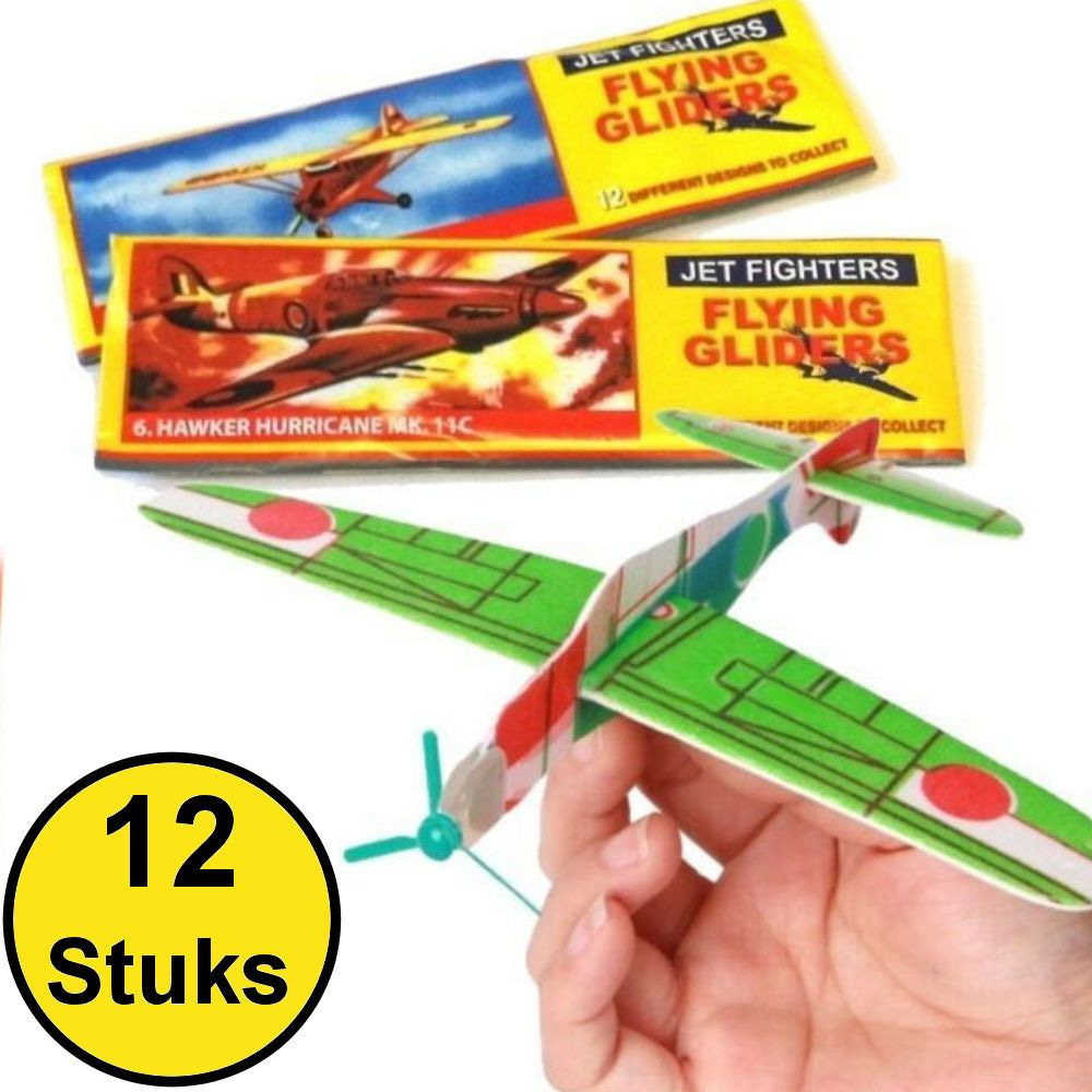 zeil salon Variant DECOPATENTDecopatent® - 12 Stuks Foam Vliegtuigen - Uitdeelcadeautjes -  Fighter Gliders Foam vliegtuig - Zweefvliegtuigen - Mix soorten -  𝕍𝕖𝕣𝕜𝕠𝕠𝕡 ✪ 𝕔𝕠𝕞